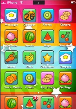 Тема stars with cute fruity icons
