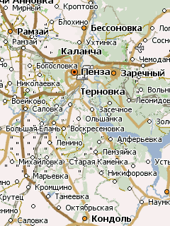 Карта Пензенской области для программы GPS